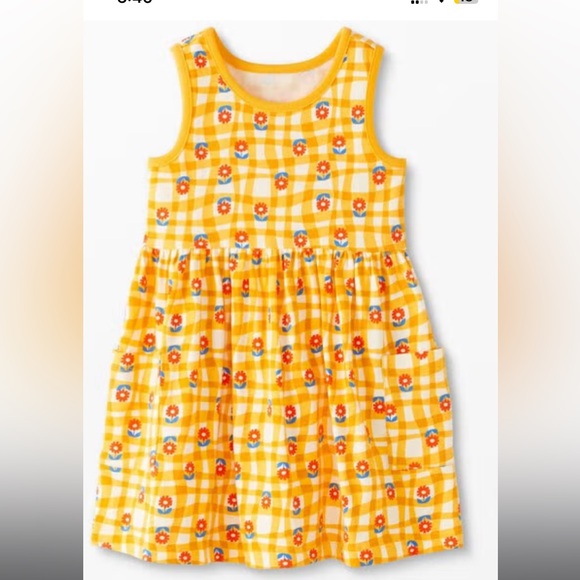Hanna Andersson yellow wavy daisy sleeveless pocket dress sz8 - Picture 5 of 5